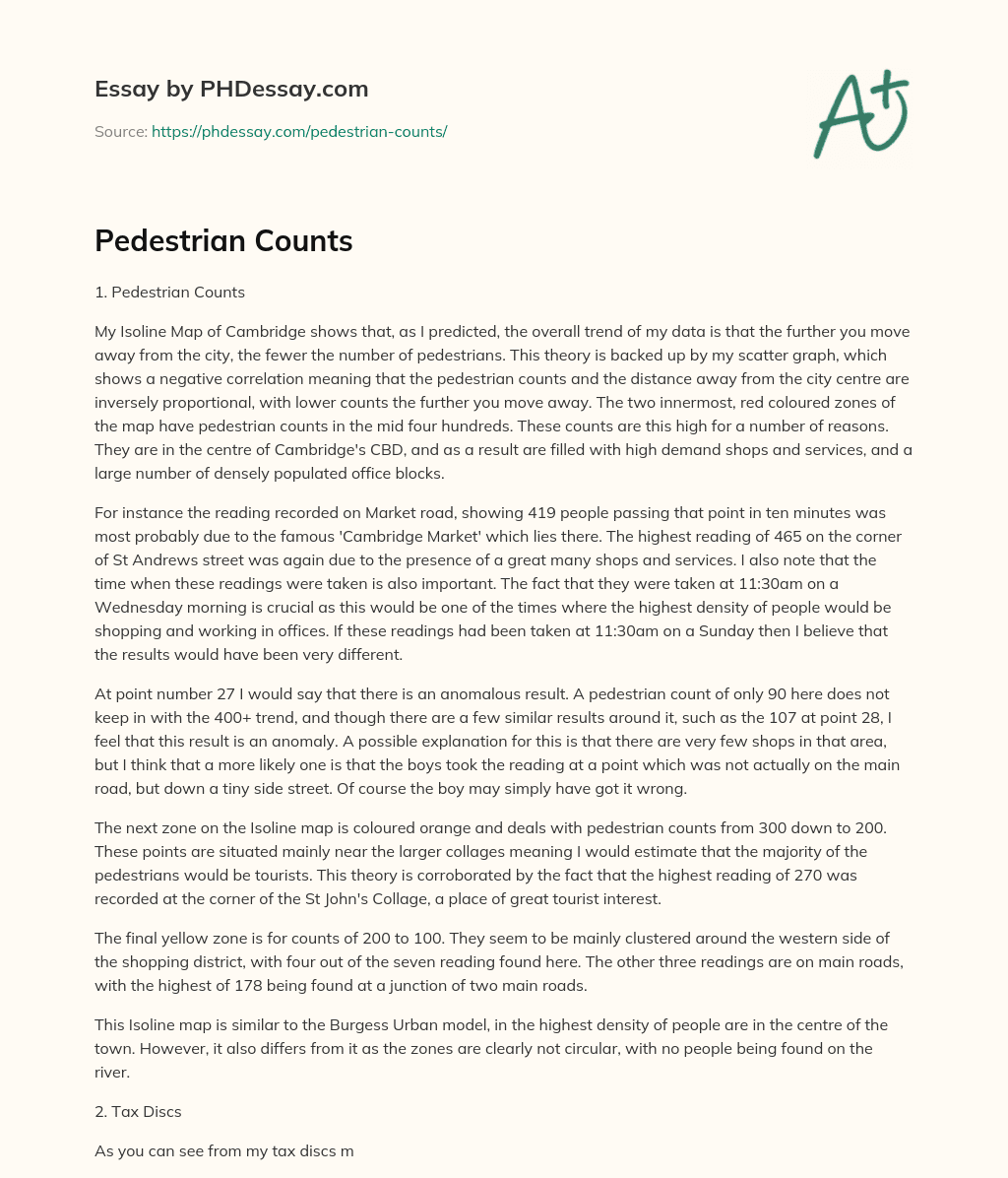 Pedestrian Counts essay