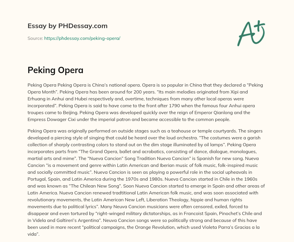 Peking Opera essay