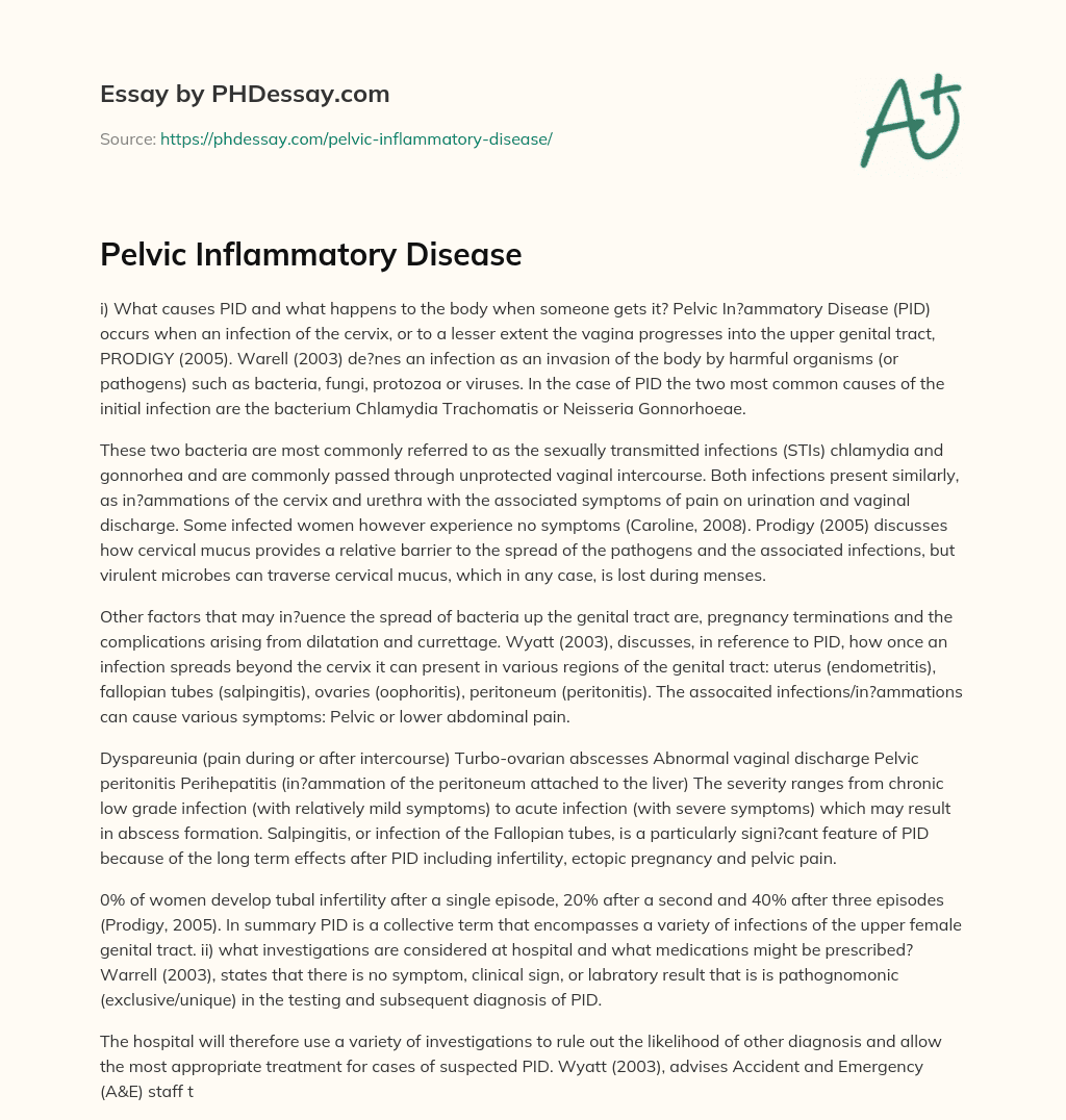 Pelvic Inflammatory Disease essay