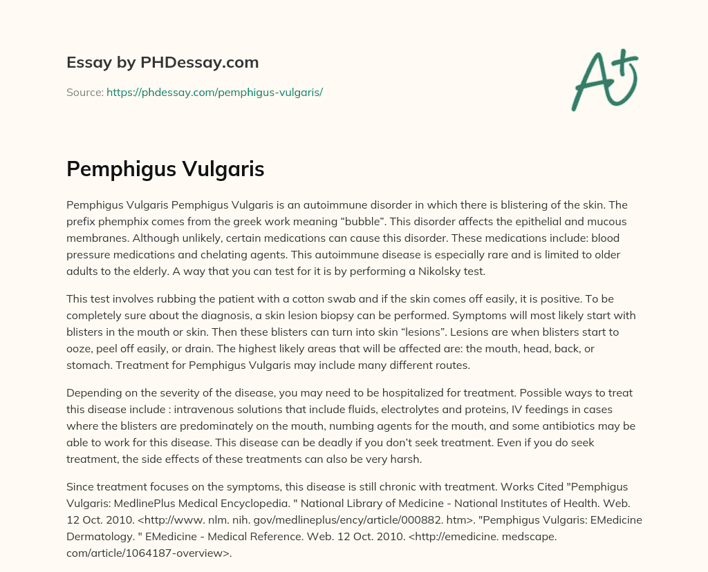 Pemphigus Vulgaris essay