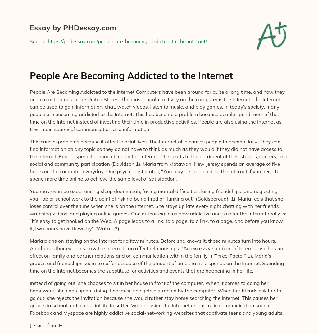 People Are Becoming Addicted to the Internet essay