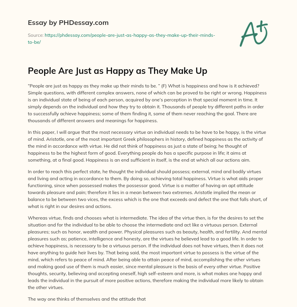 People Are Just as Happy as They Make Up essay