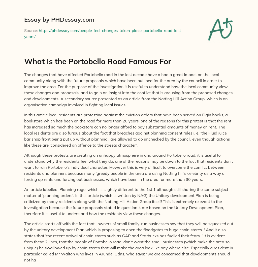 What Is the Portobello Road Famous For essay