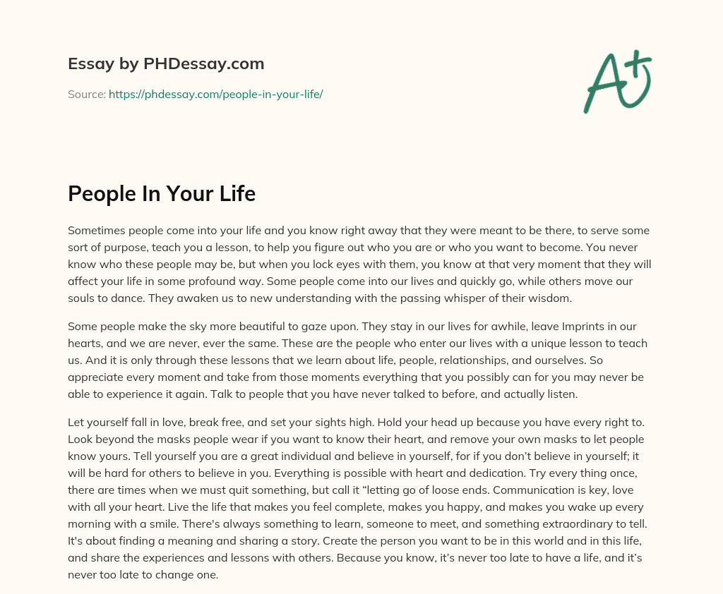 People In Your Life essay
