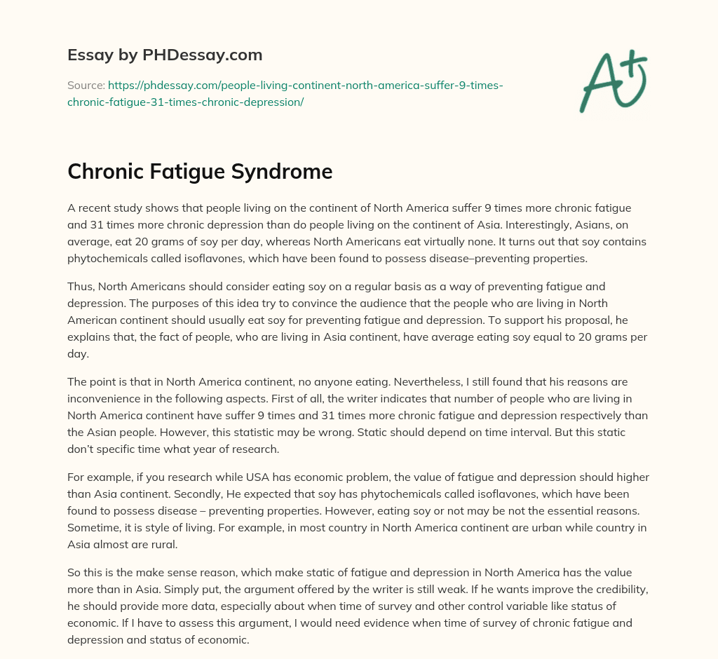 Chronic Fatigue Syndrome essay