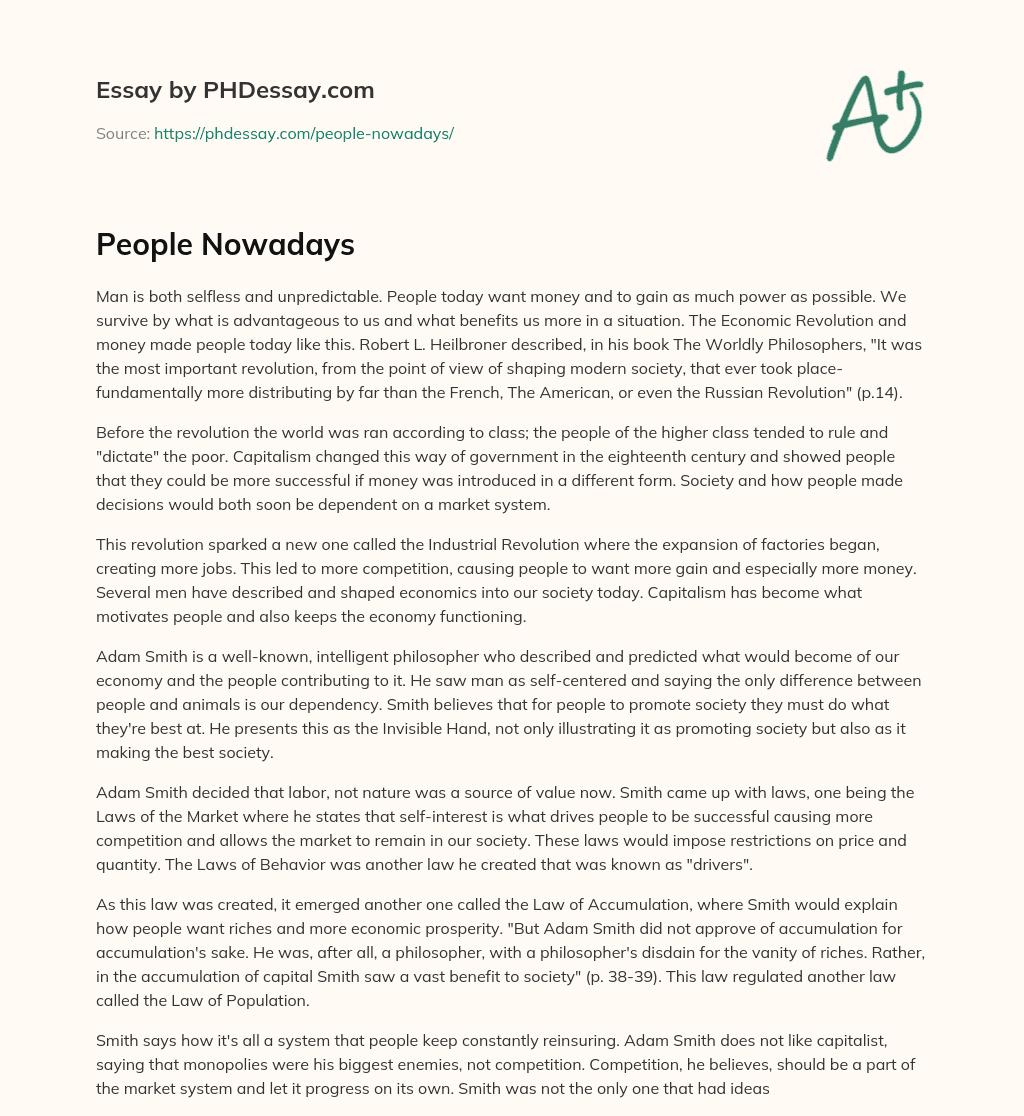 People Nowadays essay