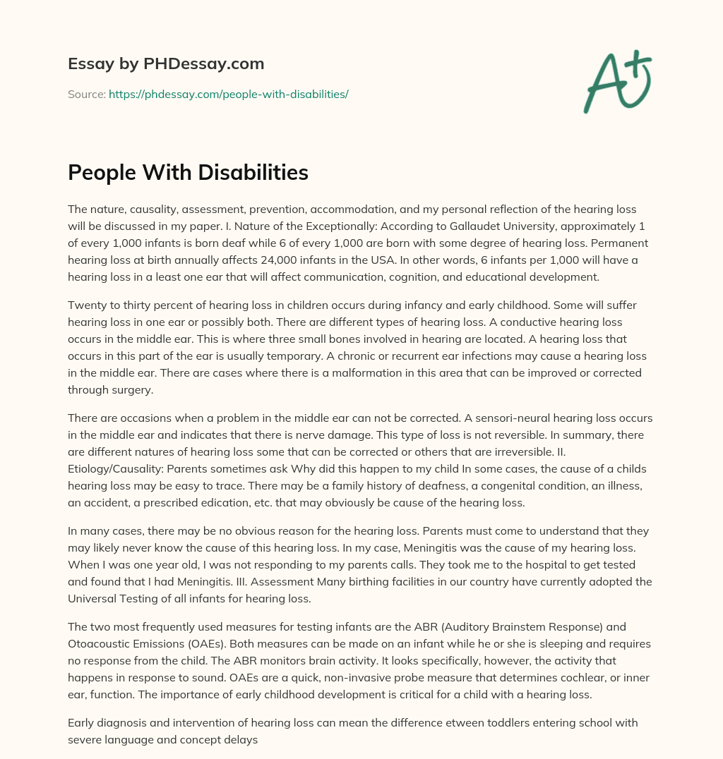 People With Disabilities essay
