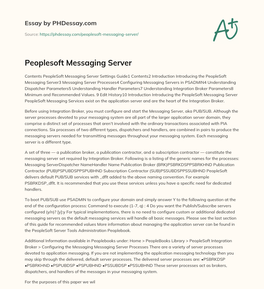 Peoplesoft Messaging Server essay