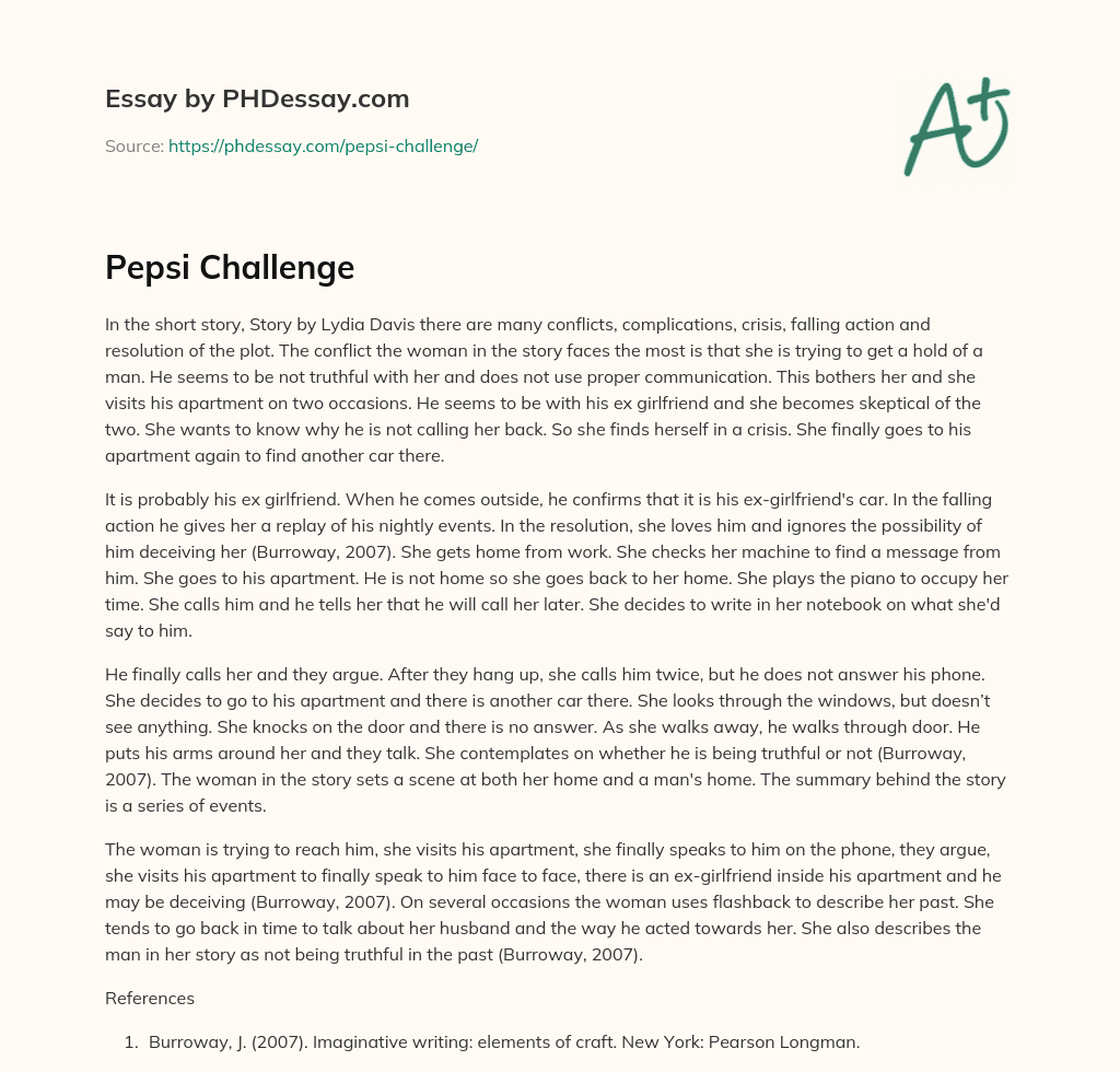 Pepsi Challenge essay