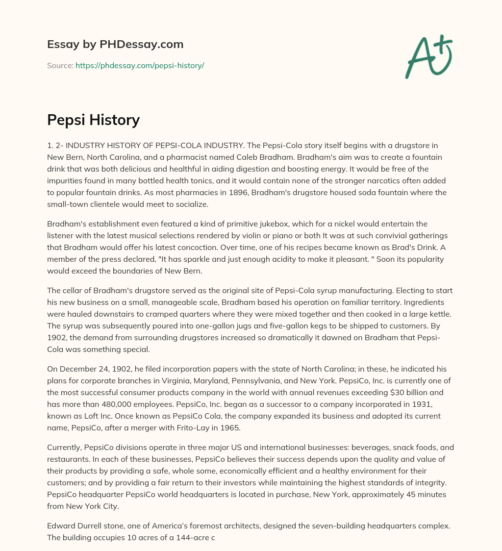 Pepsi History essay