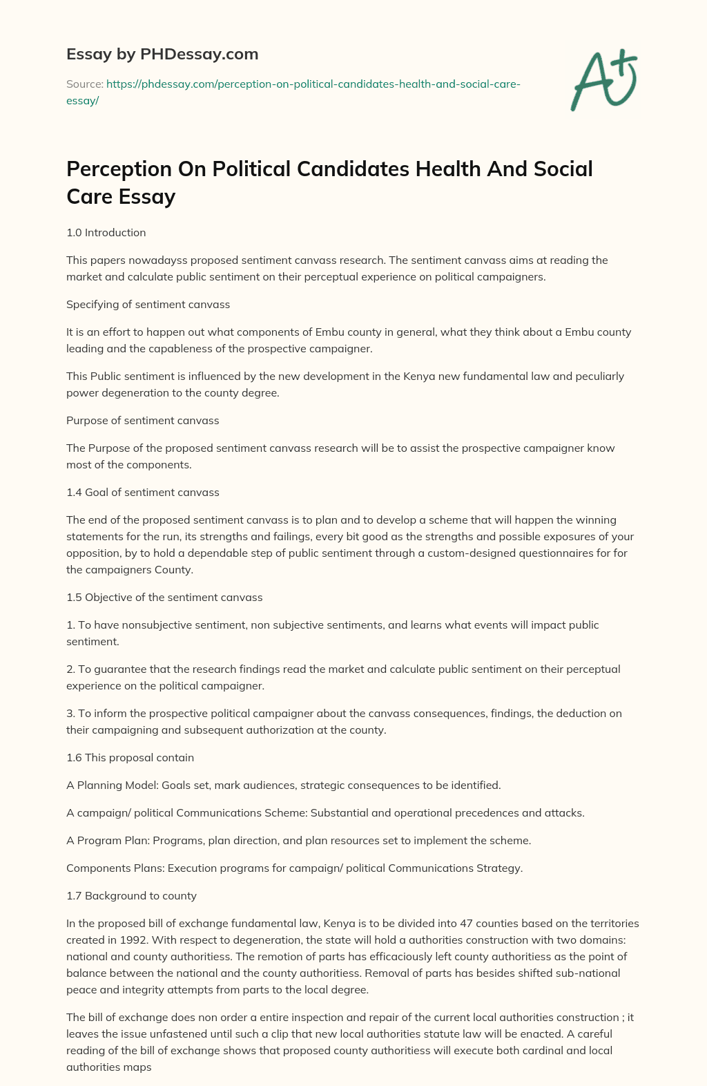 Perception On Political Candidates Health And Social Care Essay essay