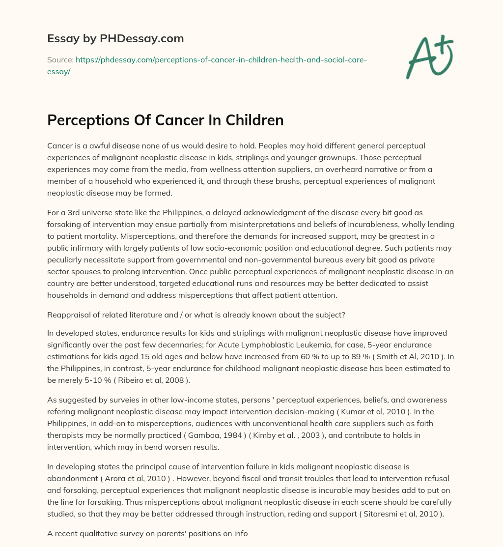 Perceptions Of Cancer In Children essay