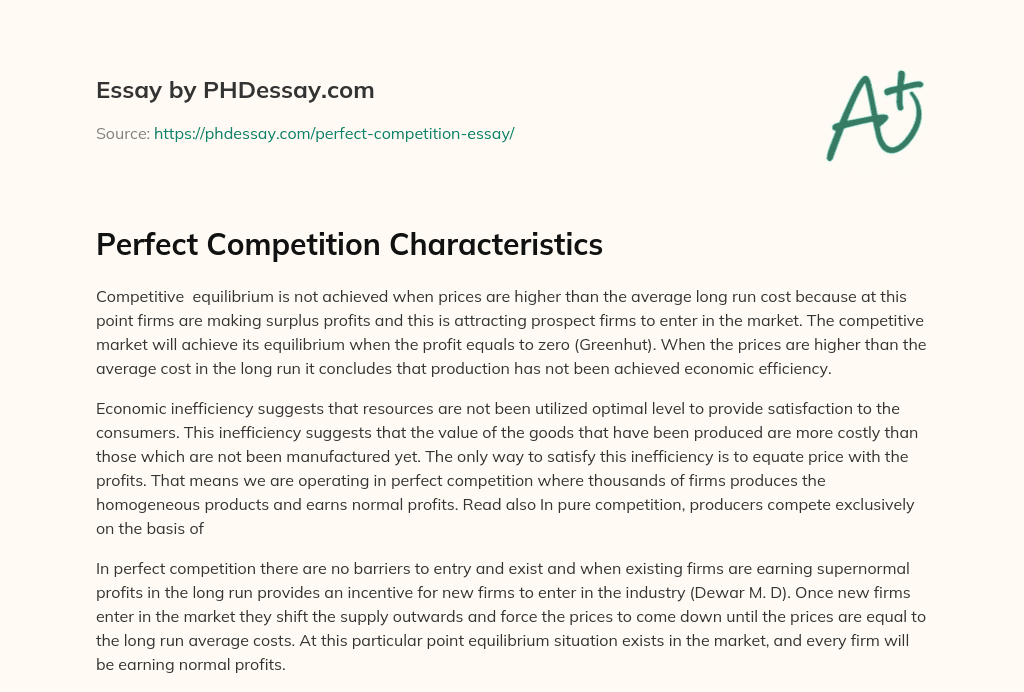essay about perfect competition