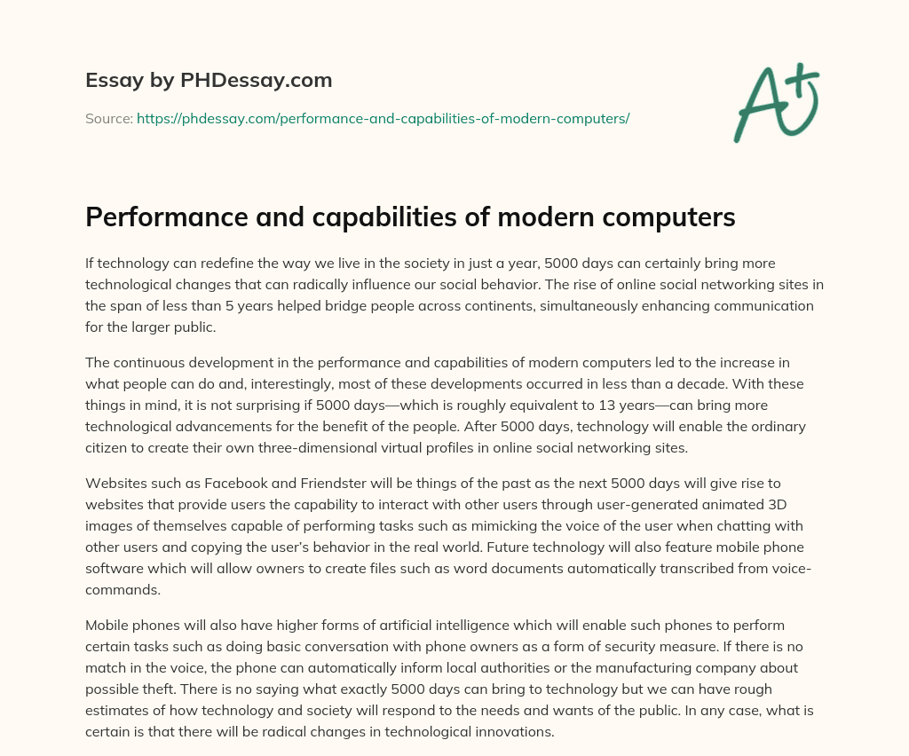 Performance and capabilities of modern computers essay