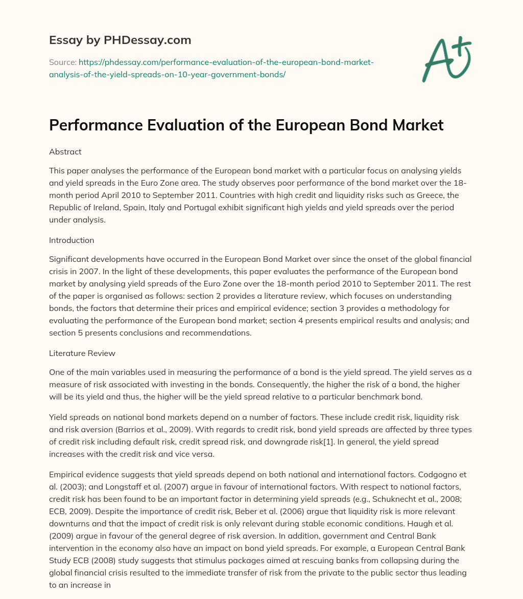 Performance Evaluation of the European Bond Market essay