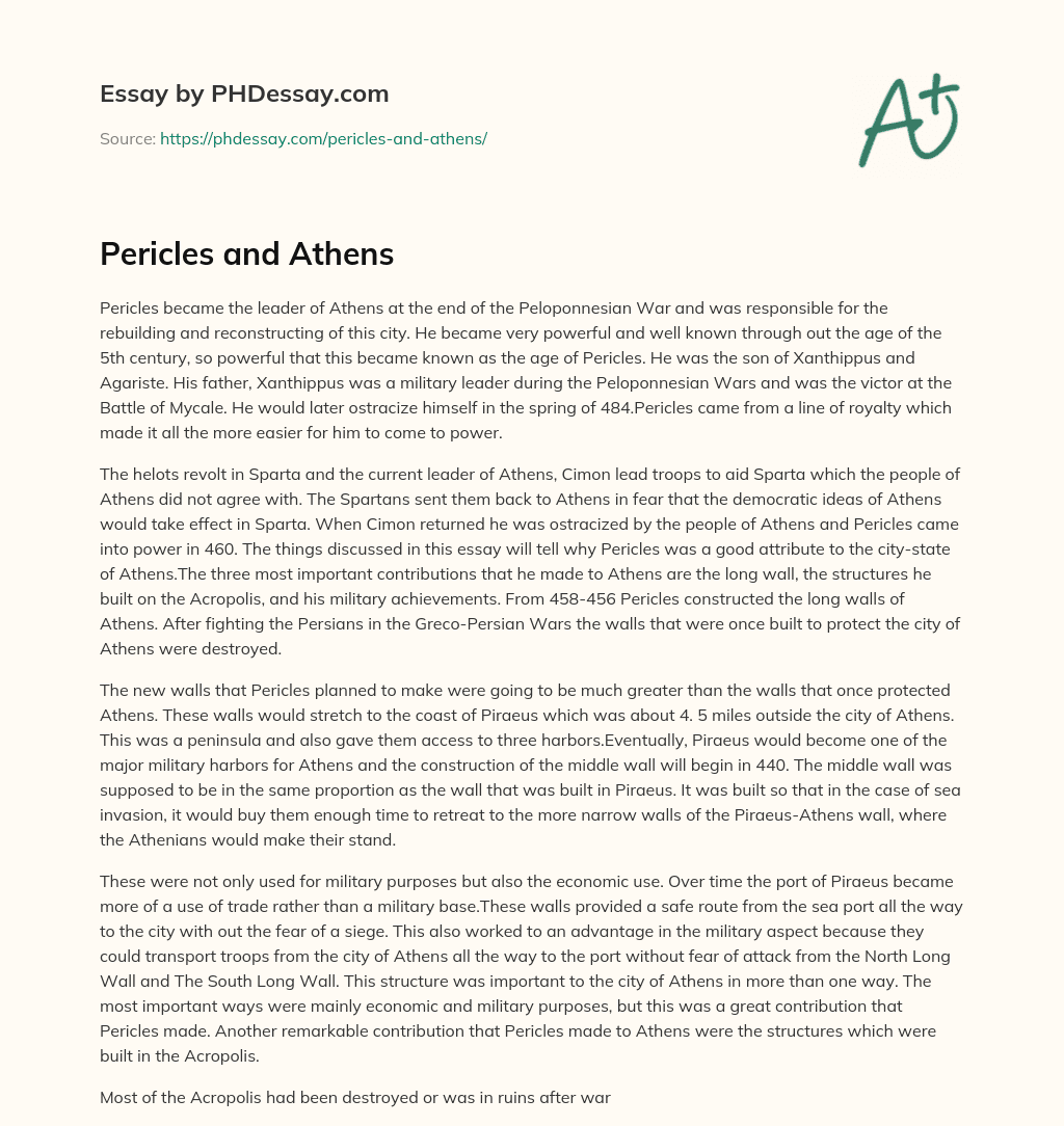 Pericles and Athens essay