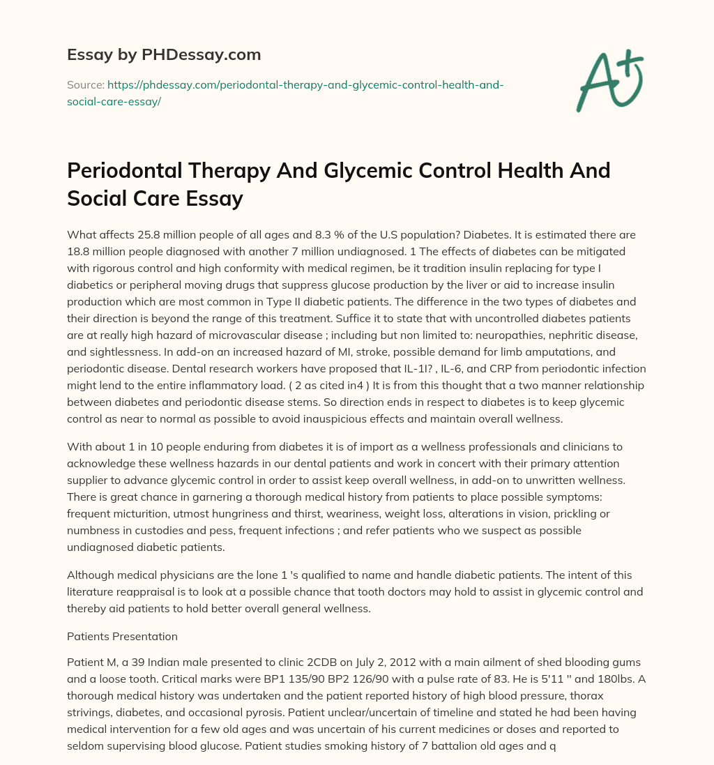 Periodontal Therapy And Glycemic Control Health And Social Care Essay essay