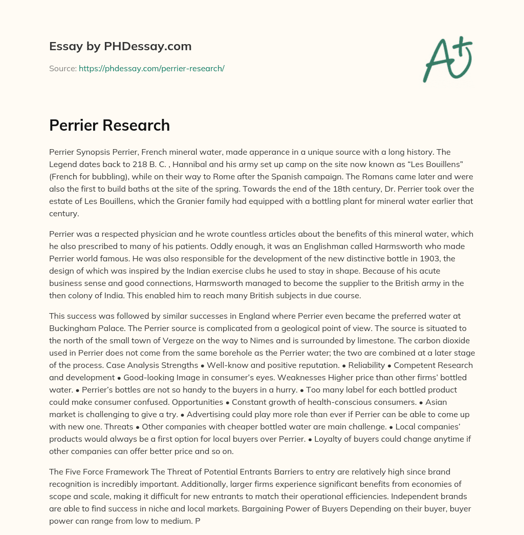 Perrier Research essay