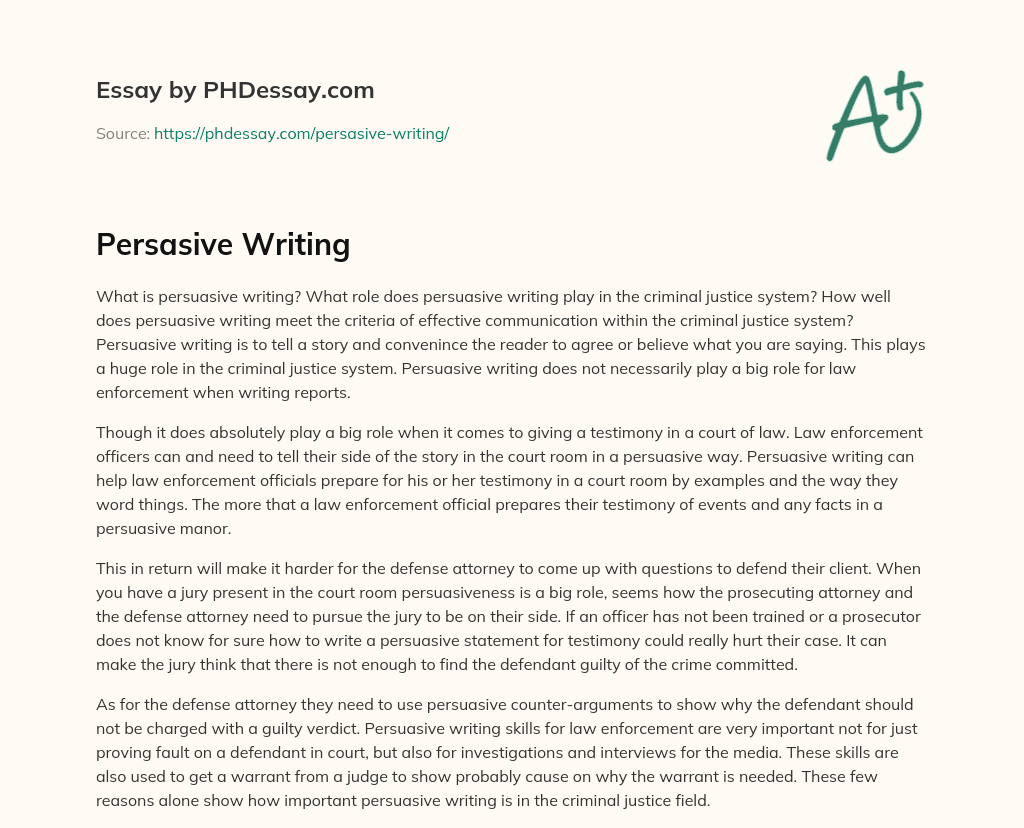 Persasive Writing essay