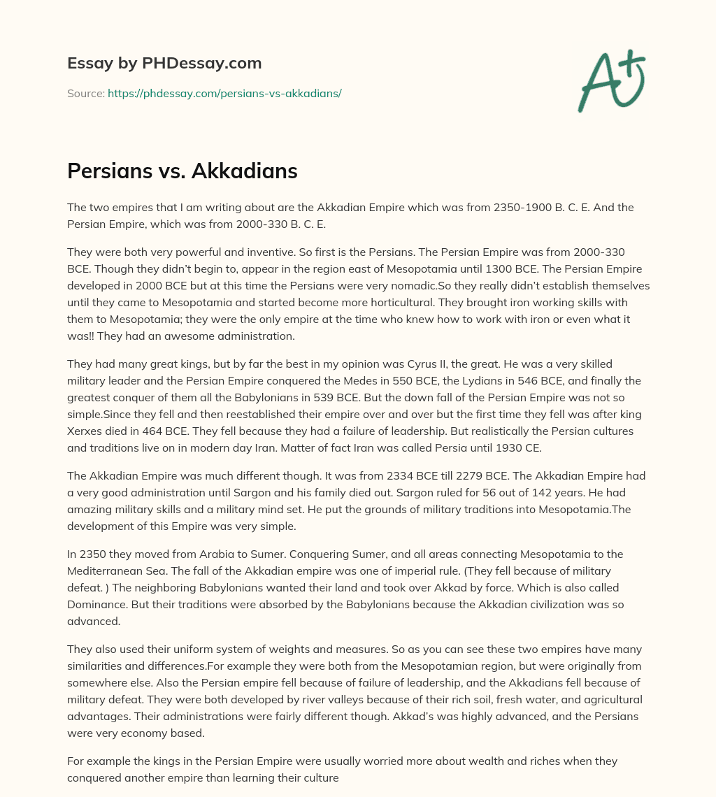 Persians vs. Akkadians essay