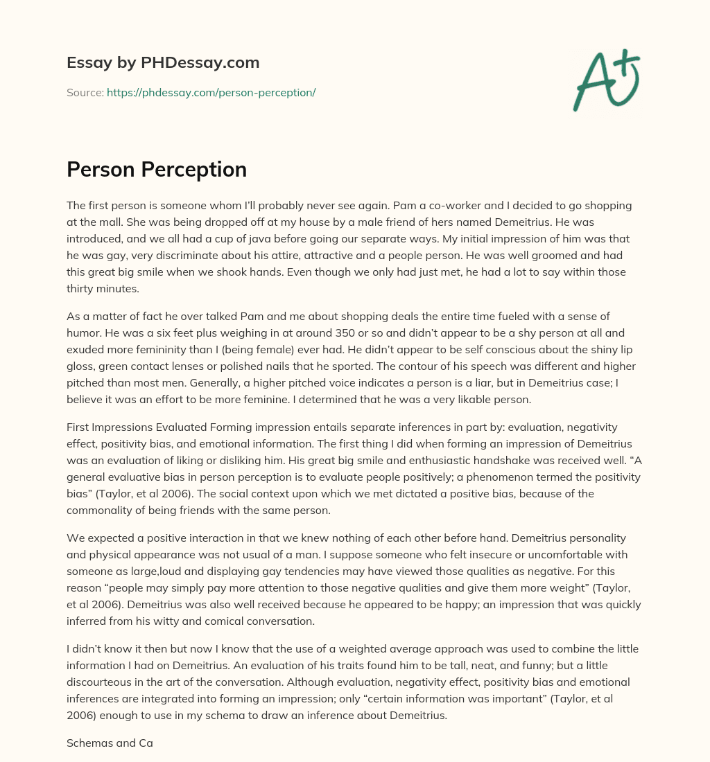 Person Perception essay