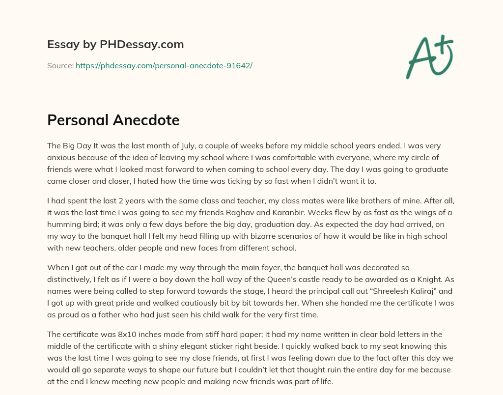 Personal Anecdote essay