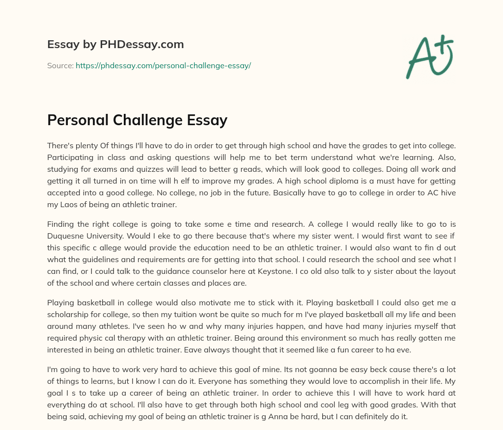 essay about personal challenges as a student