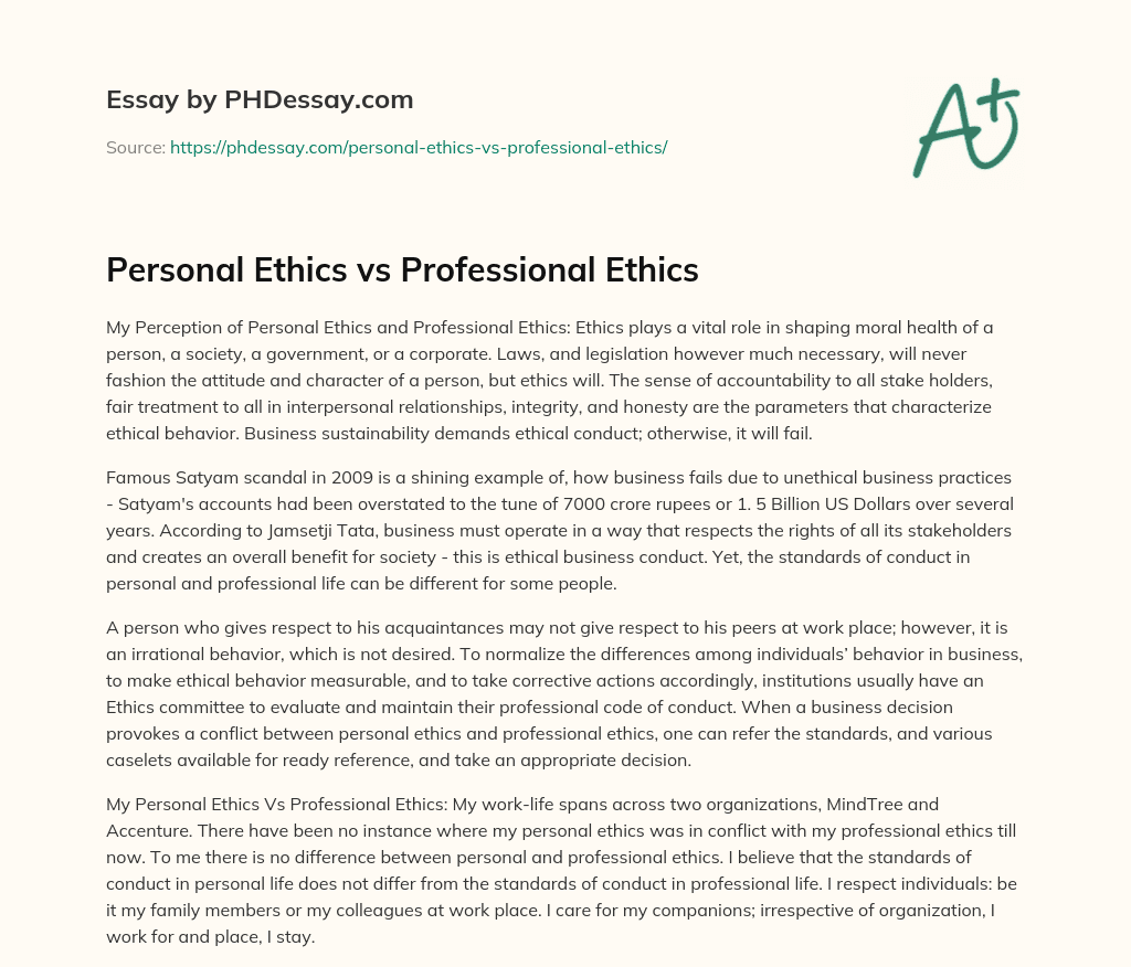 essay on the importance of professional ethics