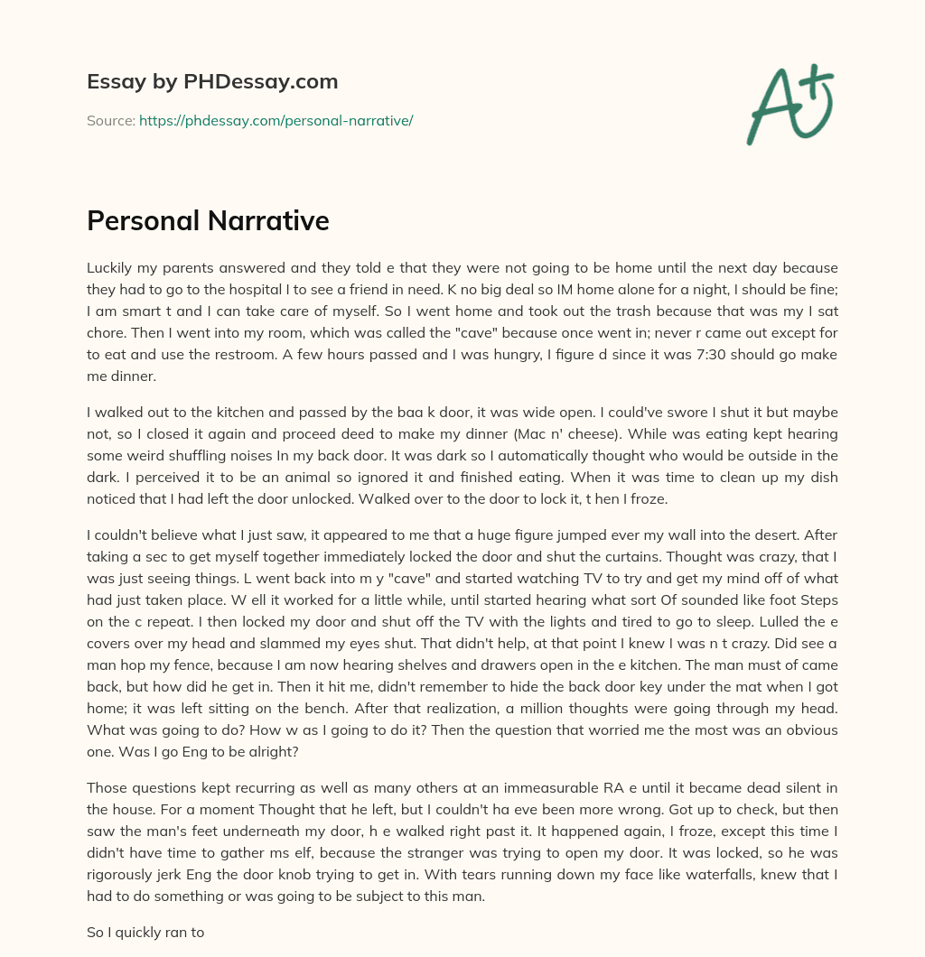 Personal Narrative essay