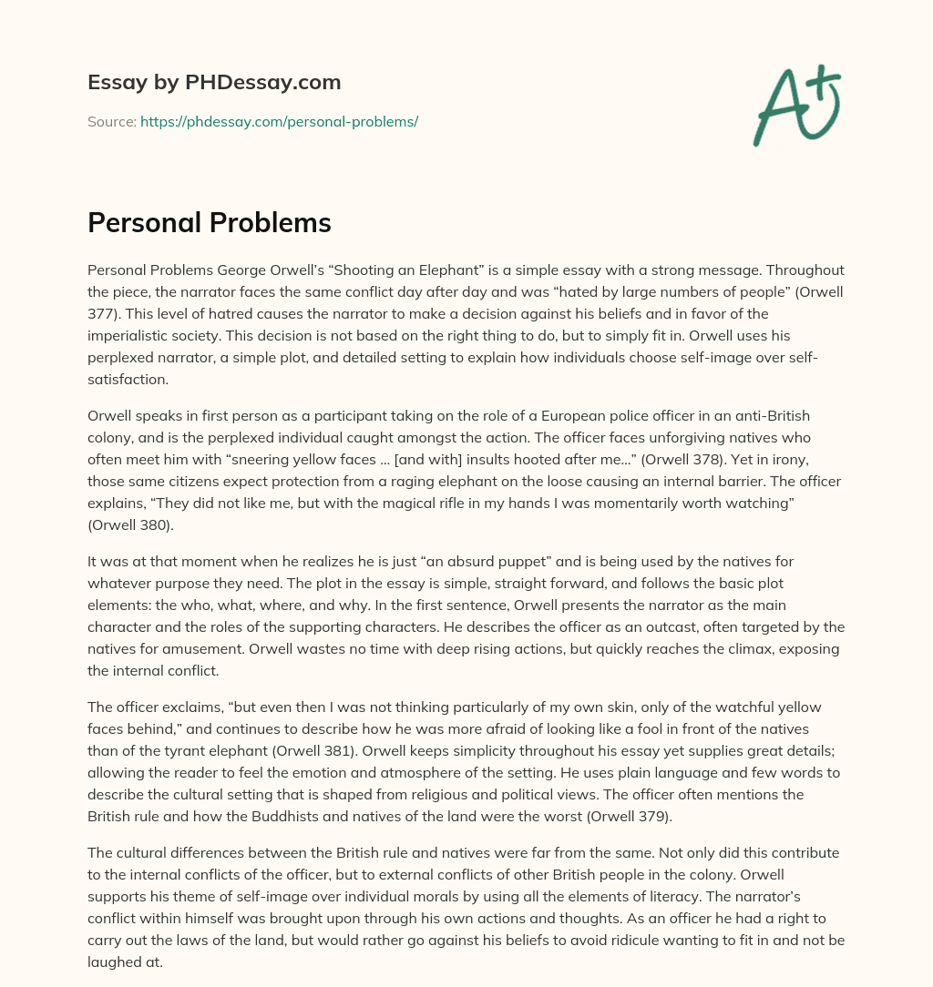 personal problems essay