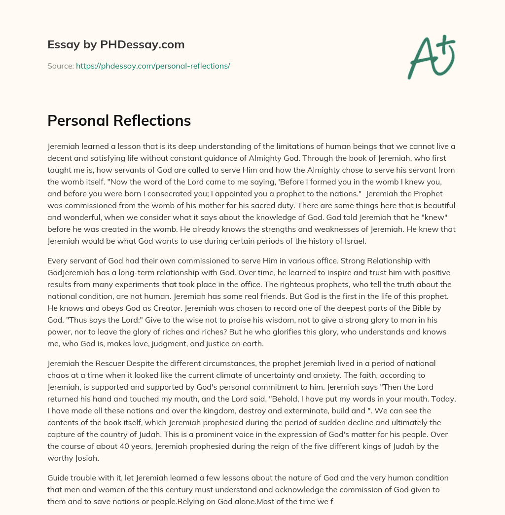 Personal Reflections essay