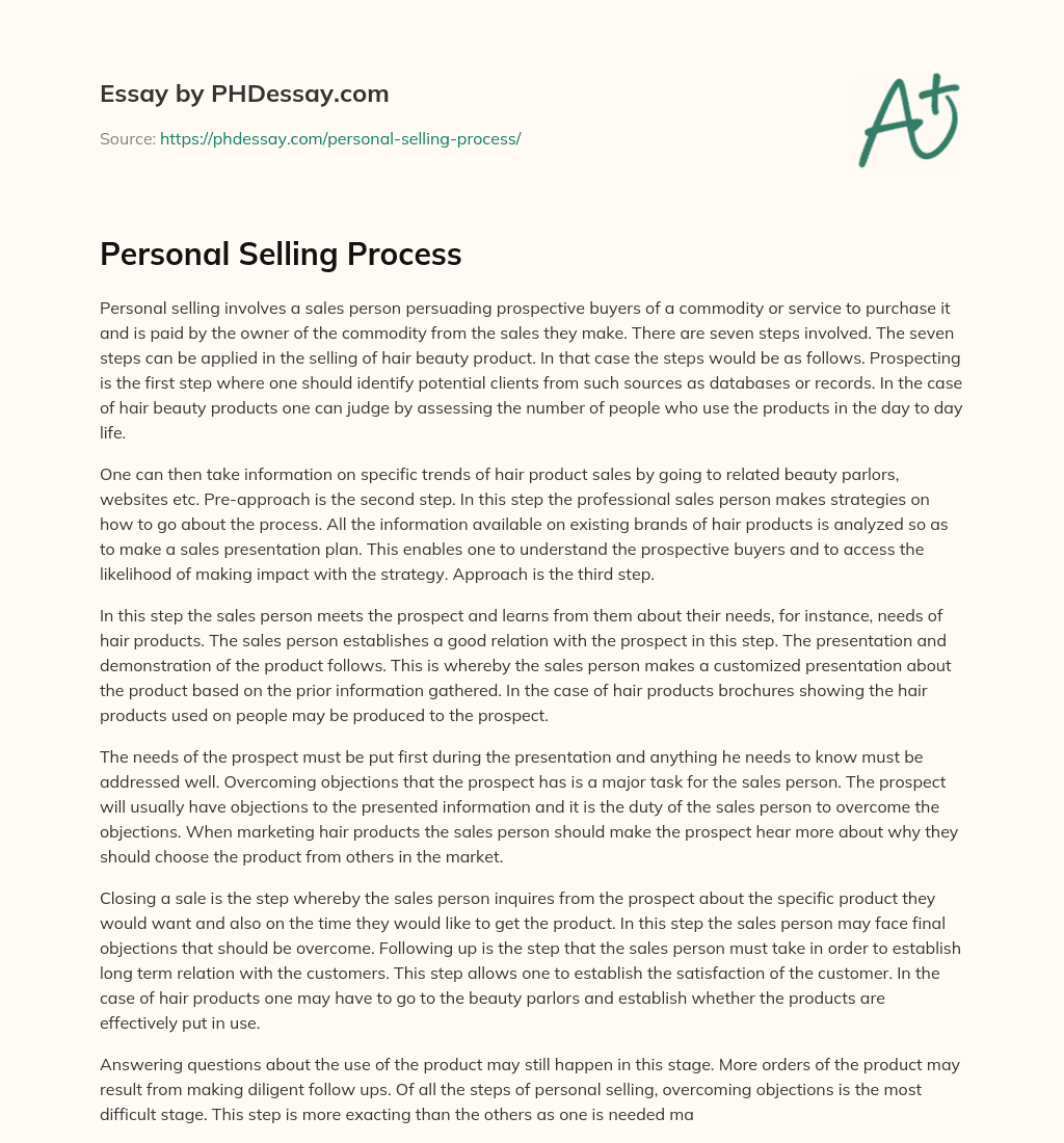 Personal Selling Process essay