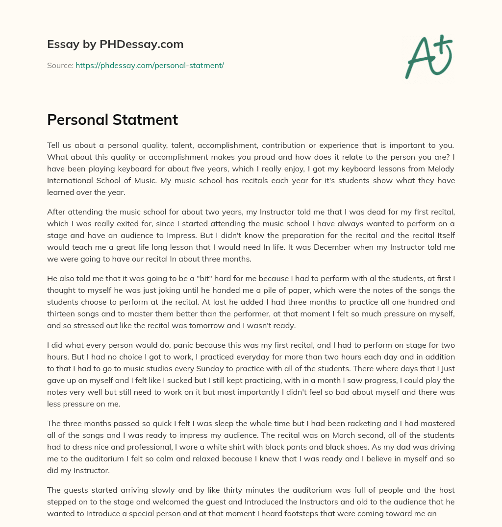 Personal Statment essay