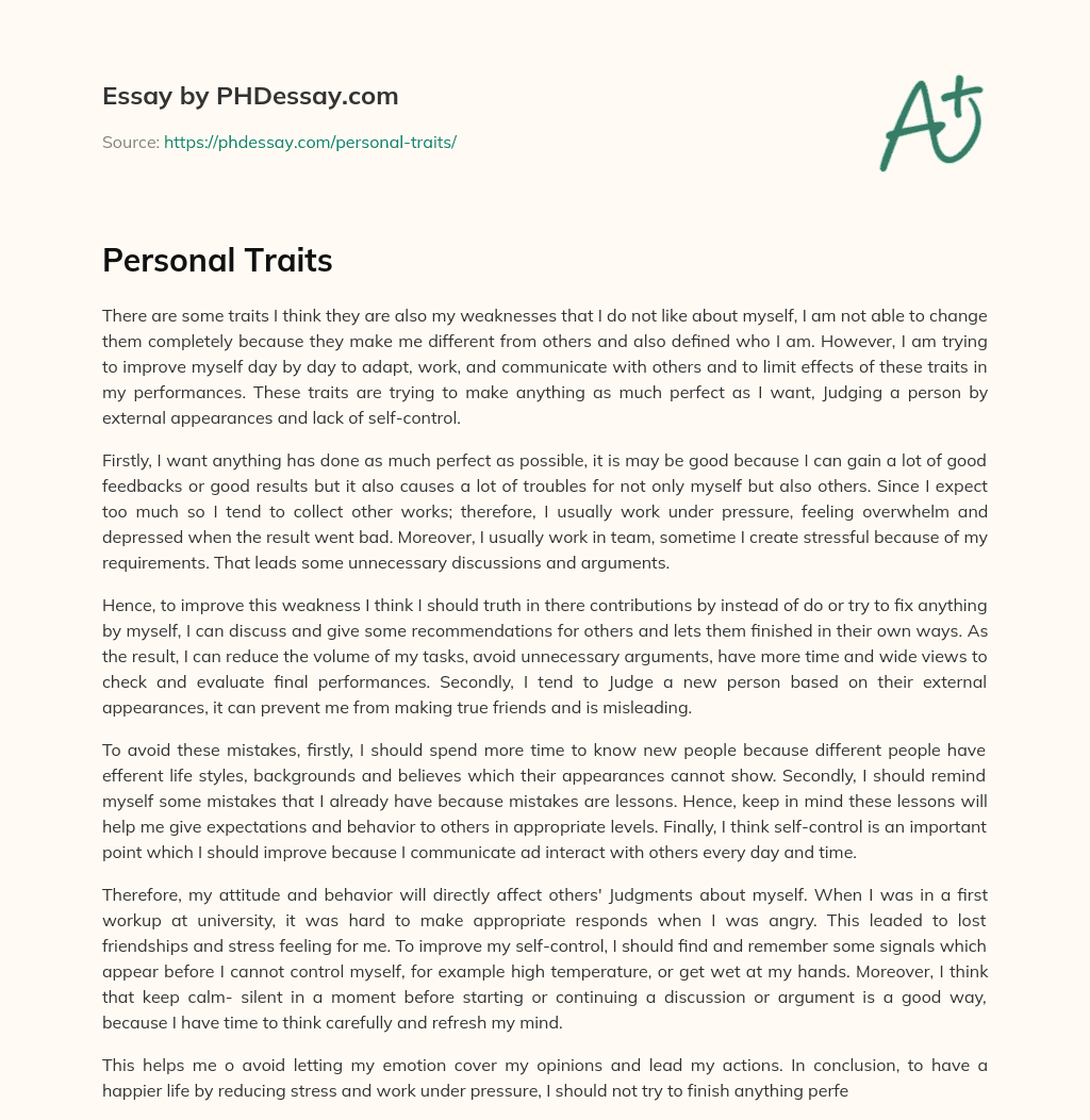 Personal Traits essay