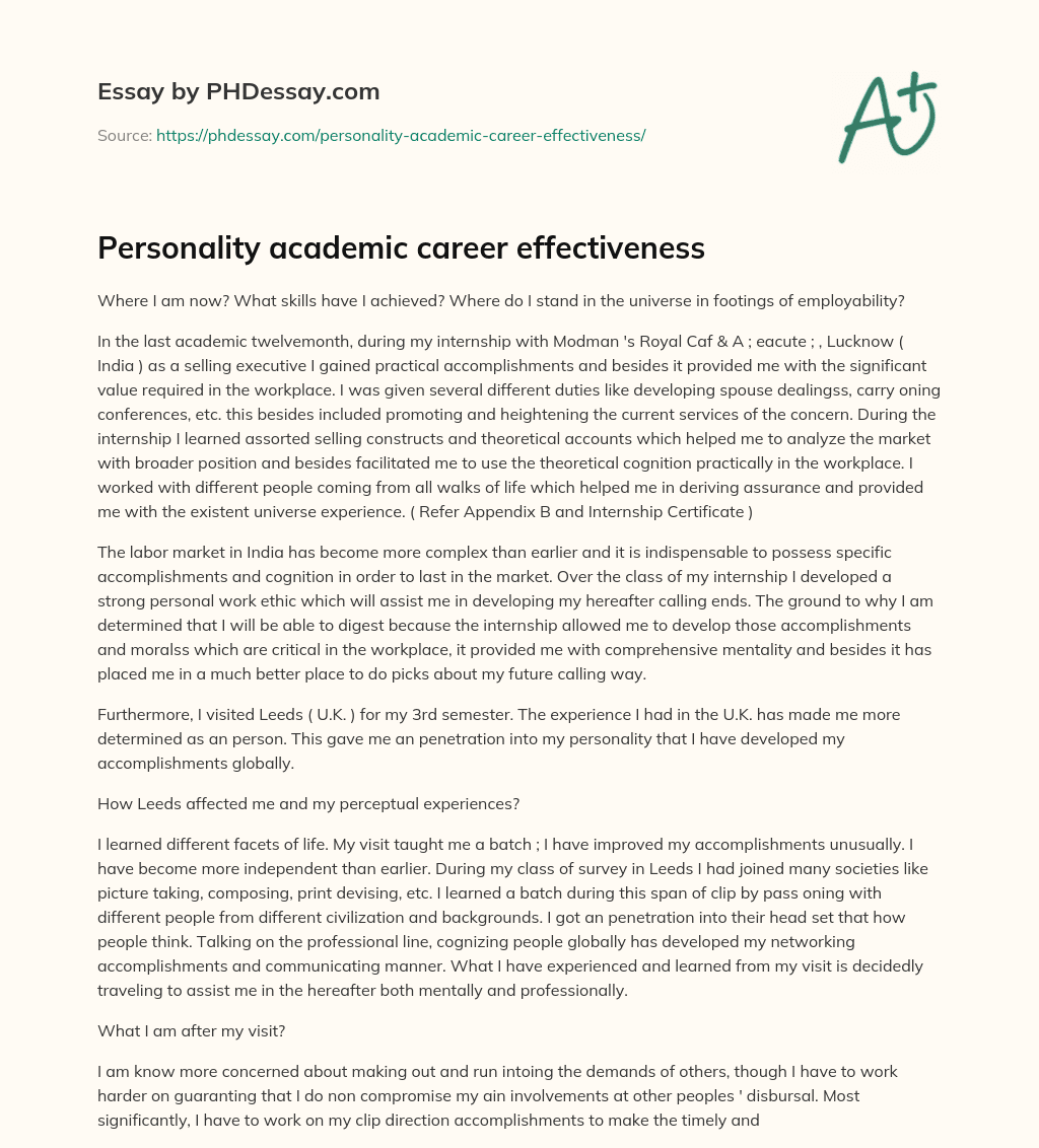 Personality academic career effectiveness essay
