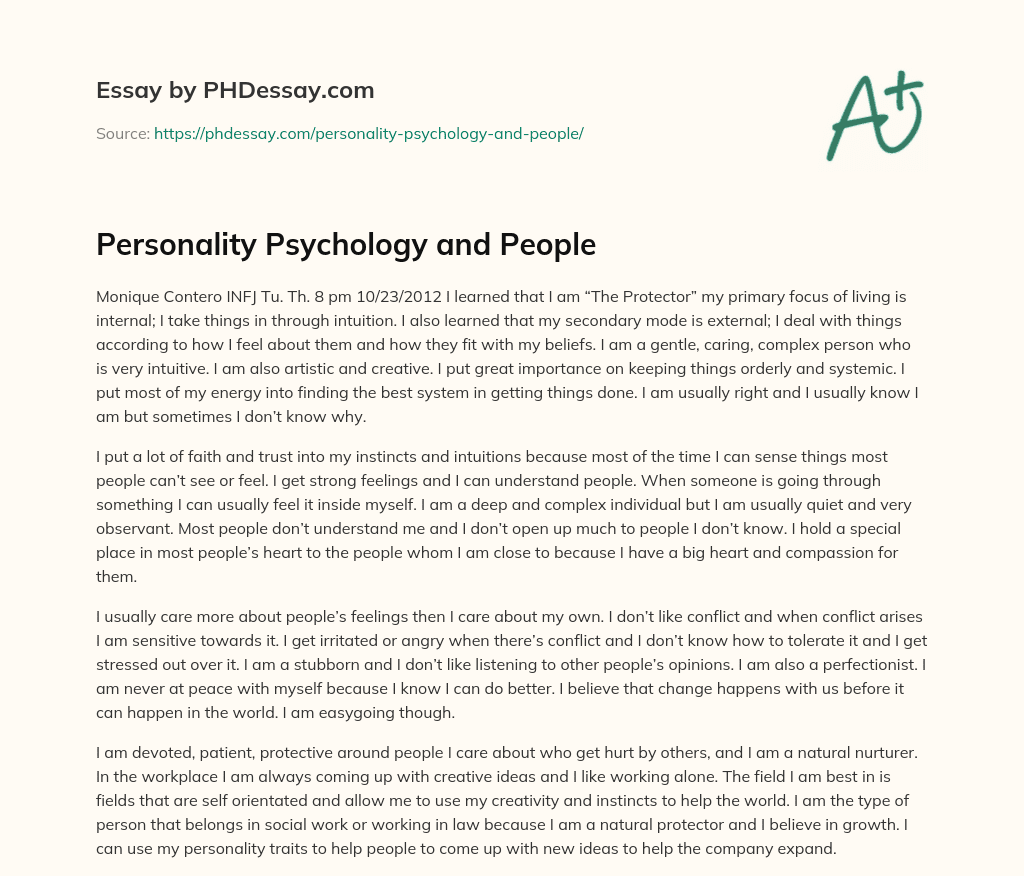 Personality Psychology and People essay
