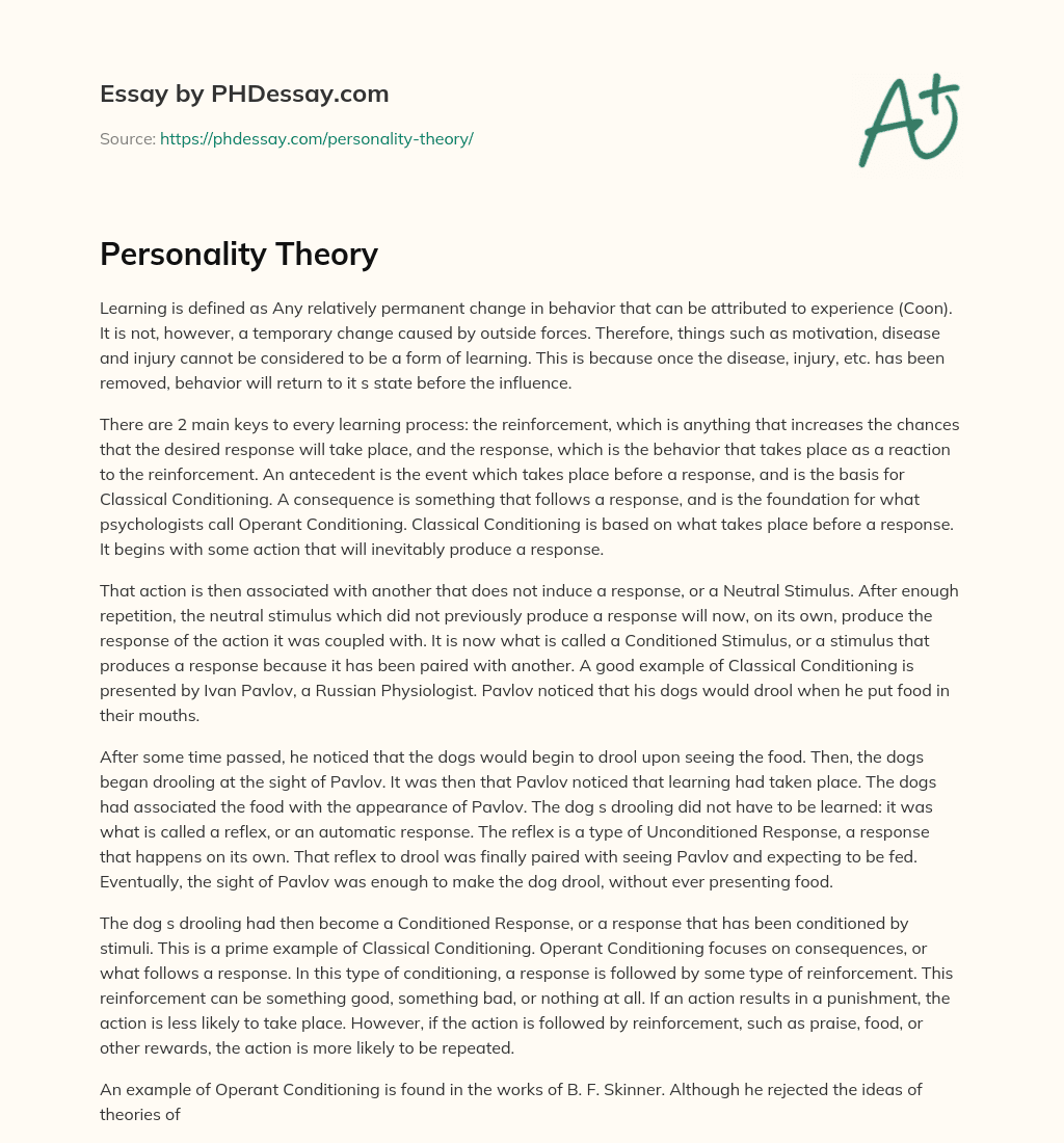 theory of personality thesis