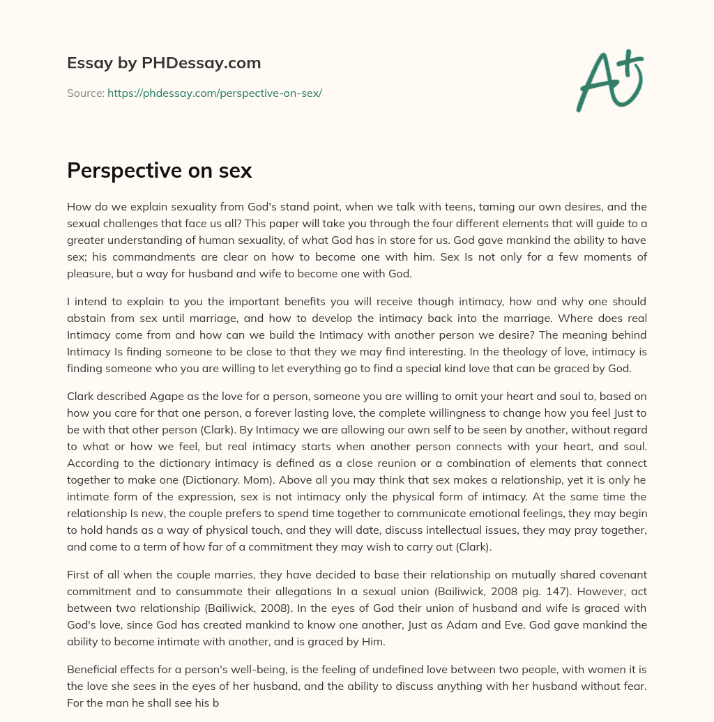 Perspective on sex essay