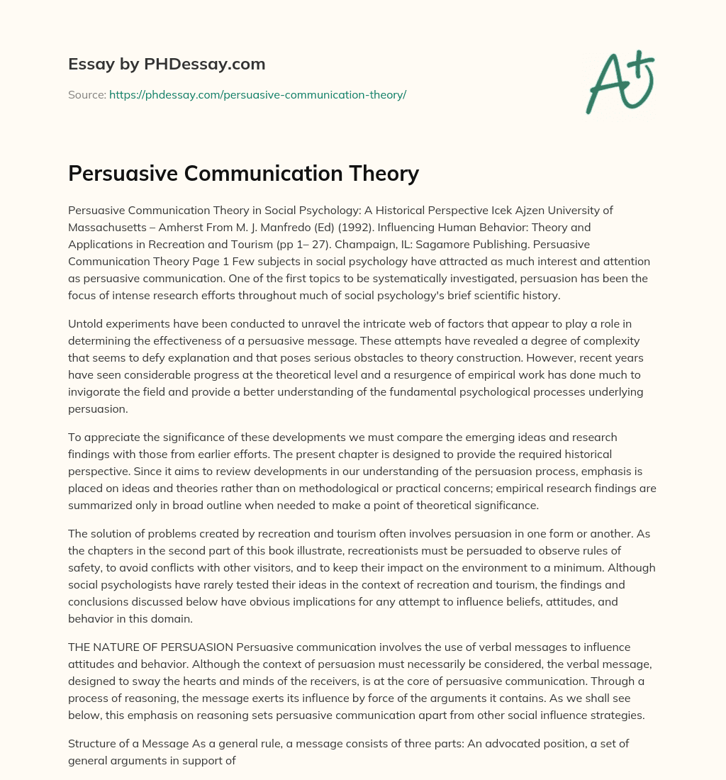 thesis on persuasive communication