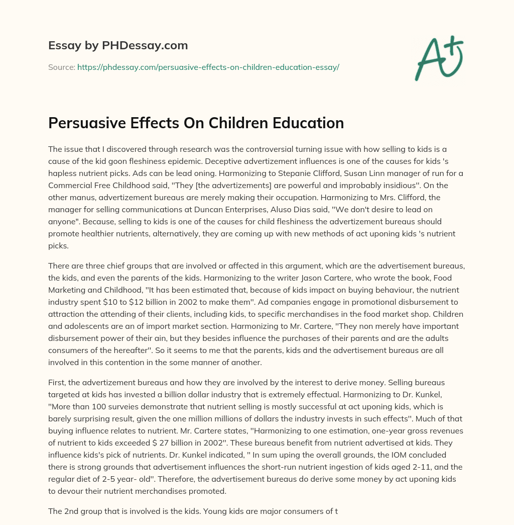 Persuasive Effects On Children Education essay
