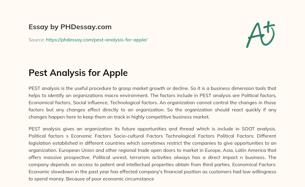 Pest Analysis for Apple essay