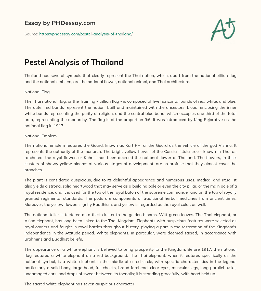 Pestel Analysis of Thailand essay