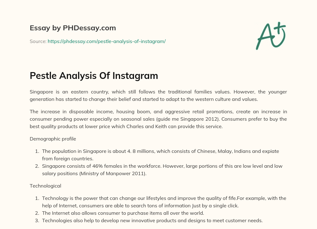 Pestle Analysis Of Instagram essay