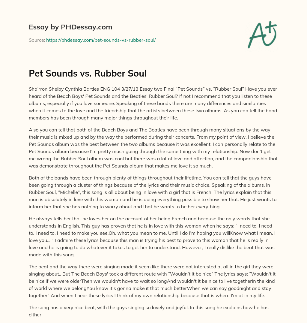 Pet Sounds vs. Rubber Soul