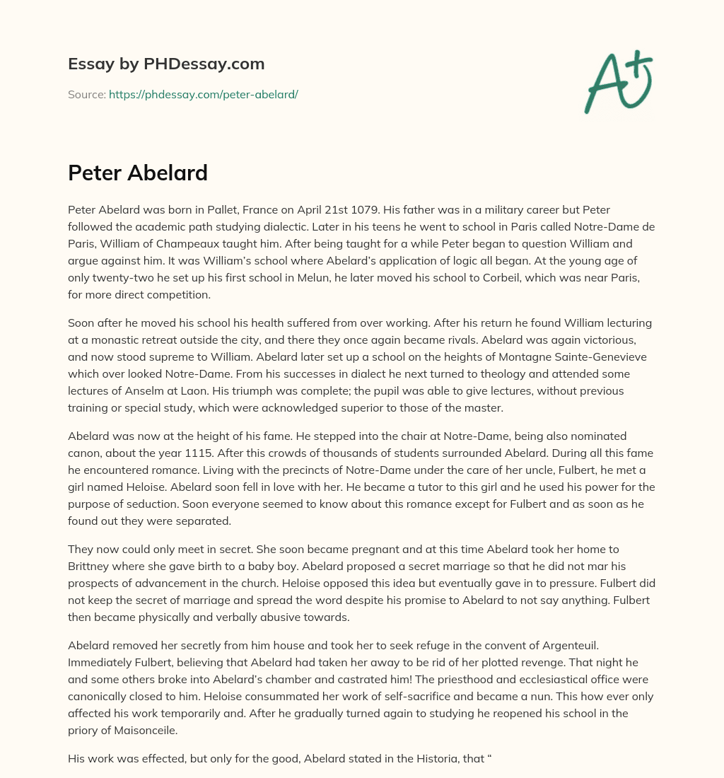 Peter Abelard essay