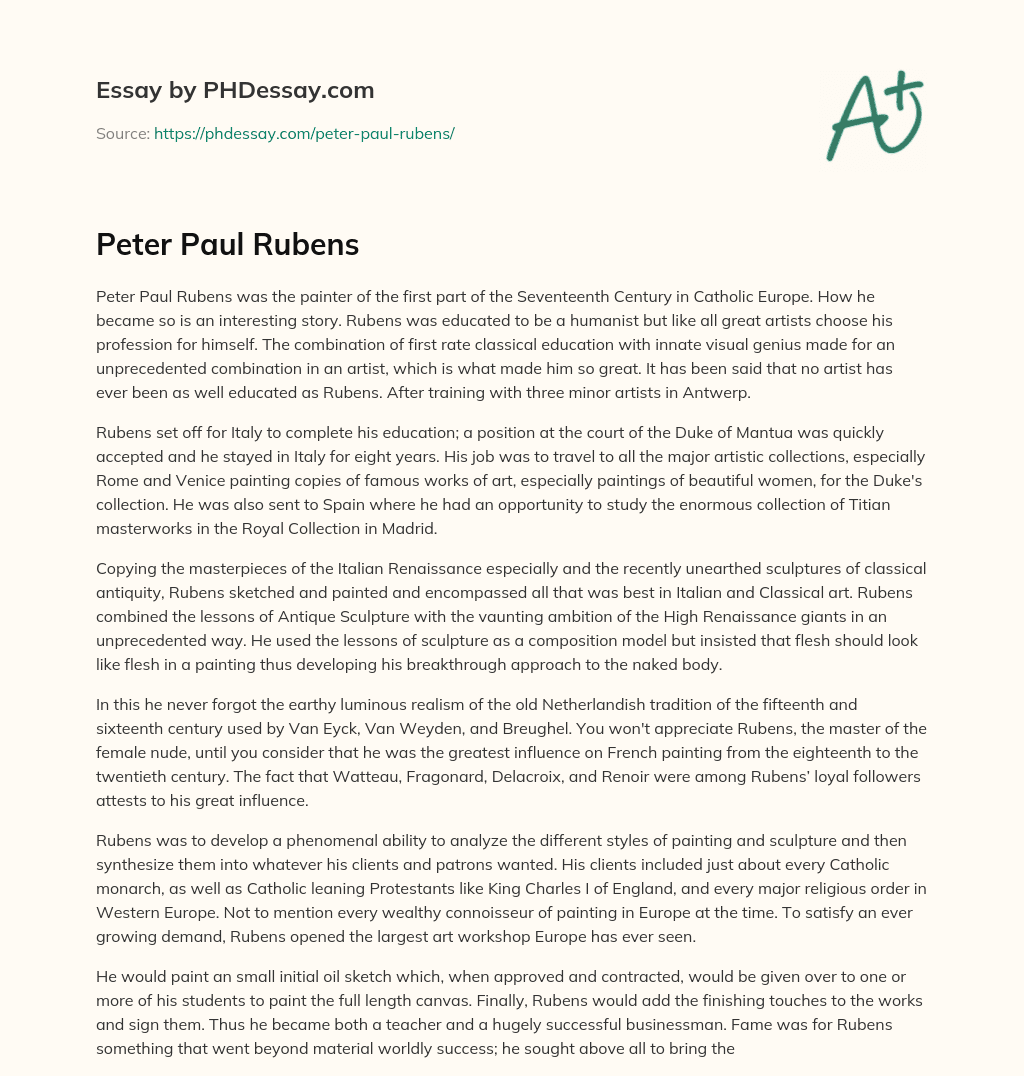 Peter Paul Rubens essay