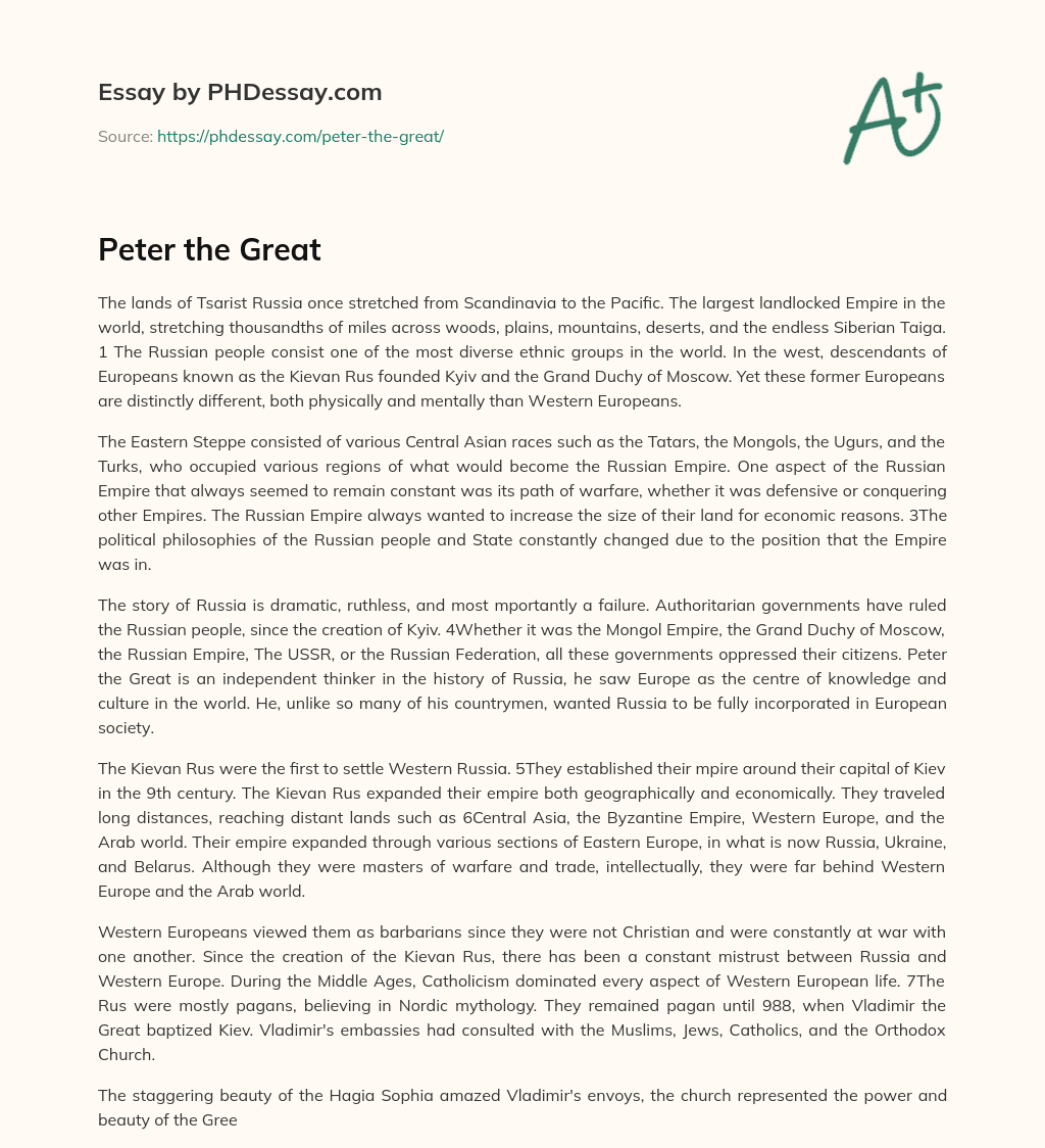 Peter the Great essay