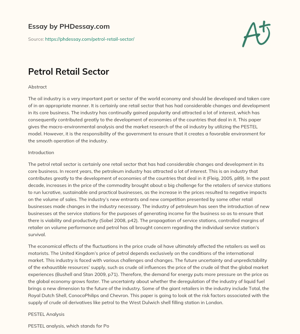 Petrol Retail Sector essay