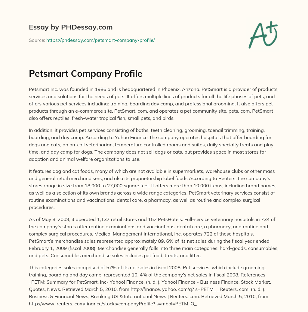 Petsmart Company Profile essay