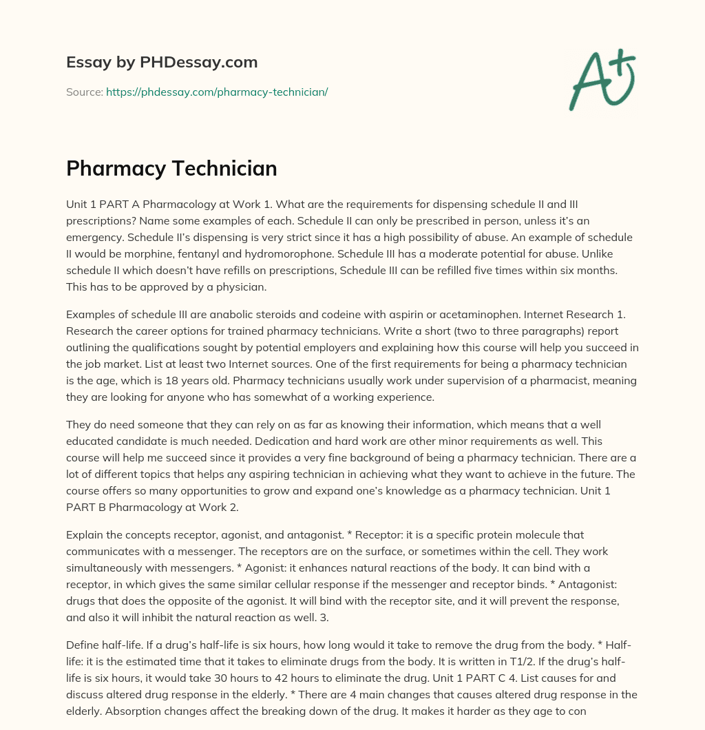 pharmacy career essay